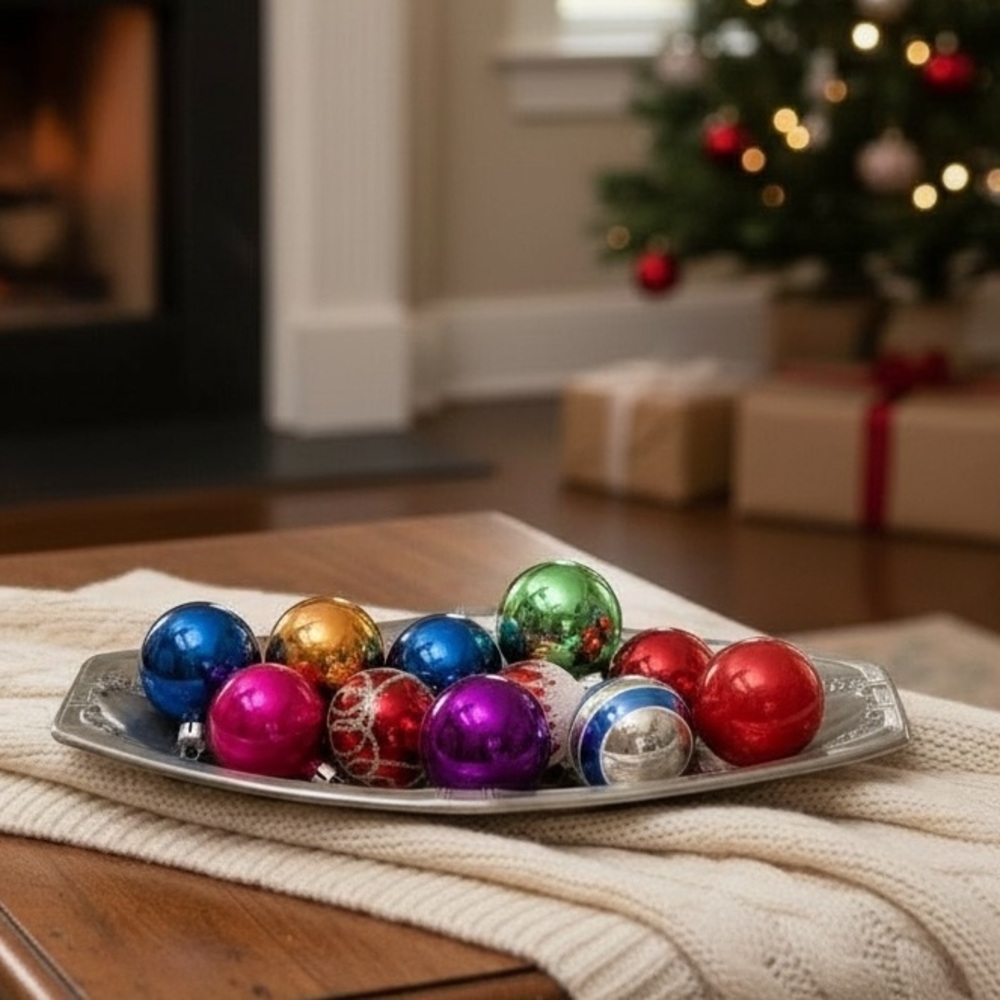 Set of 11 Vintage 50’s Mercury Glass Christmas Ornaments - 1.5” Balls